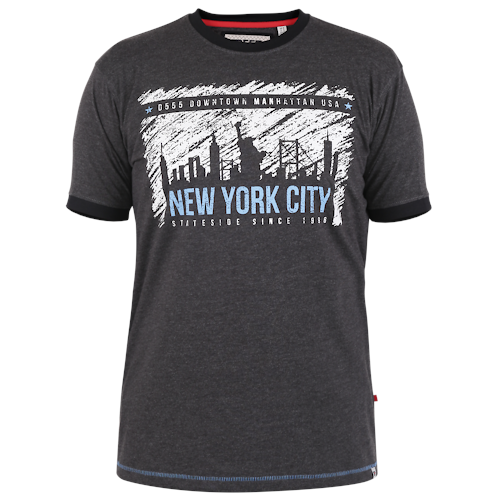 D555 Downland New York Print T-Shirt Grau